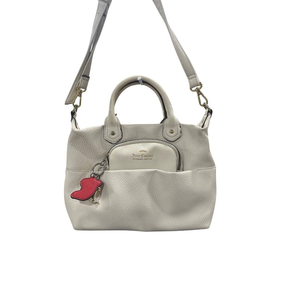 Juicy Couture White Leather Mini Handbag With Detachable Strap & Gold Hardware